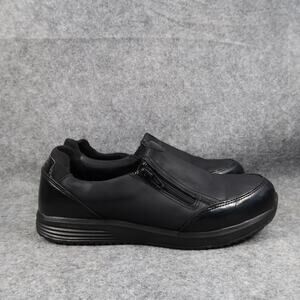 Rockport Works Shoes Womens 9 TruStride Loafer Side Zip Slip On Black Leather